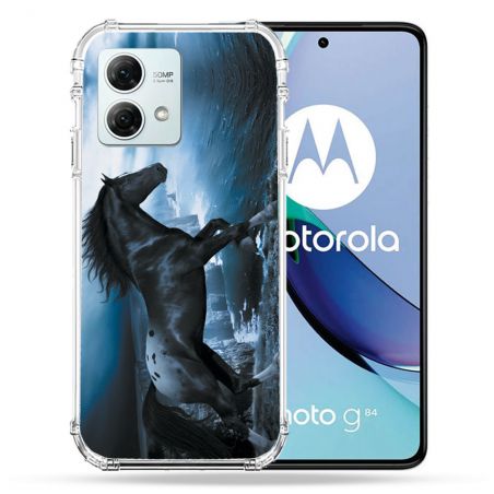 Coque Renforcée Pour Motorola G84 5G Animal Cheval Noir