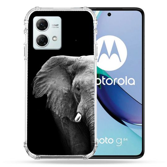 Coque Renforcée Pour Motorola G84 5G Animal Elephant Noir