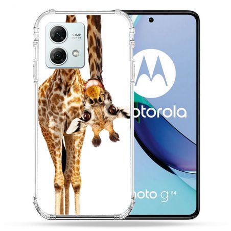 Coque Renforcée Pour Motorola G84 5G Animal Girafe Blanche