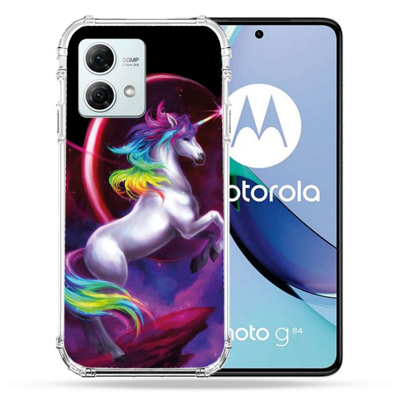 Coque Renforcée Pour Motorola G84 5G Fantastique Licorne Arc en ciel