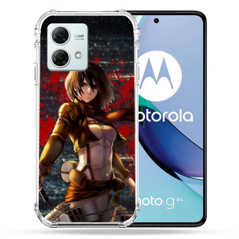 Coque Renforcée Pour Motorola G84 5G Manga Attaque Titans Mikasa
