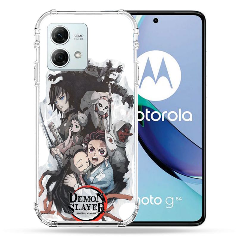 Coque Renforcée Pour Motorola G84 5G Manga Demon Slayer Blanc
