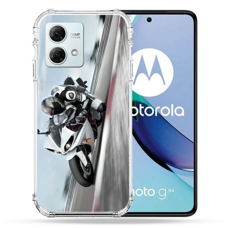 Coque Renforcée Pour Motorola G84 5G Moto Course GP Blanche