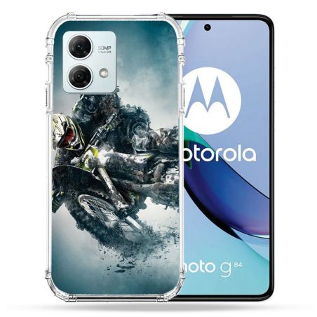 Coque Renforcée Pour Motorola G84 5G Moto Cross Ombre