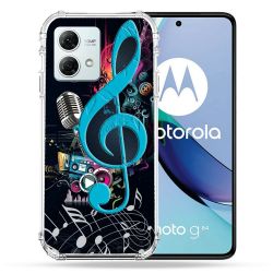 Coque Renforcée Pour Motorola G84 5G Musique Cle Sol Bleu