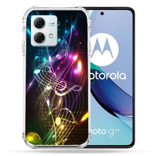 Coque Renforcée Pour Motorola G84 5G Musique Partition Multicolore