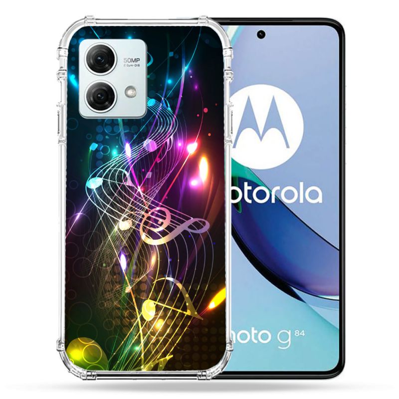 Coque Renforcée Pour Motorola G84 5G Musique Partition Multicolore
