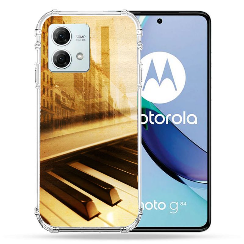Coque Renforcée Pour Motorola G84 5G Musique Piano Retro