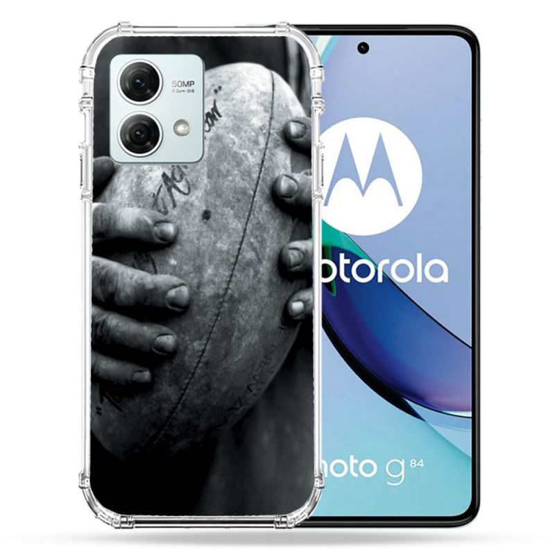 Coque Renforcée Pour Motorola G84 5G Sport Rugby Ballon Vintage