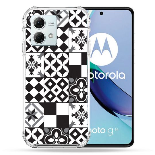 Coque Renforcée Pour Motorola G84 5G Texture Carreau Ciment Noir