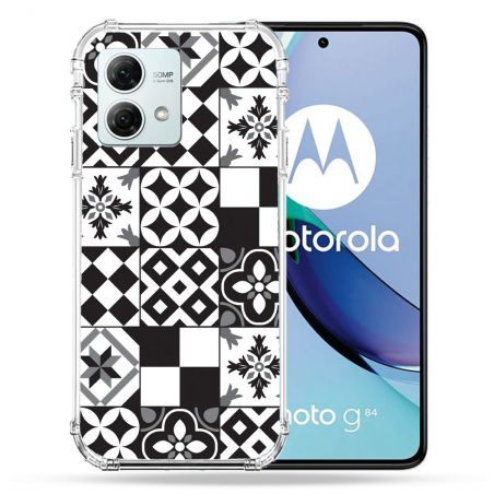Coque Renforcée Pour Motorola G84 5G Texture Carreau Ciment Noir