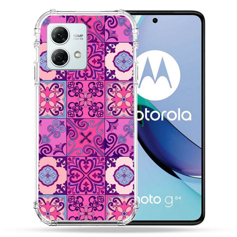 Coque Renforcée Pour Motorola G84 5G Texture Carreau Ciment Violet