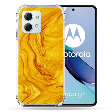 Coque Renforcée Pour Motorola G84 5G Texture Marbre Jaune