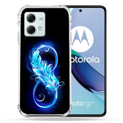 Coque Renforcée Pour Motorola G84 5G Texture Plume Infini Bleu