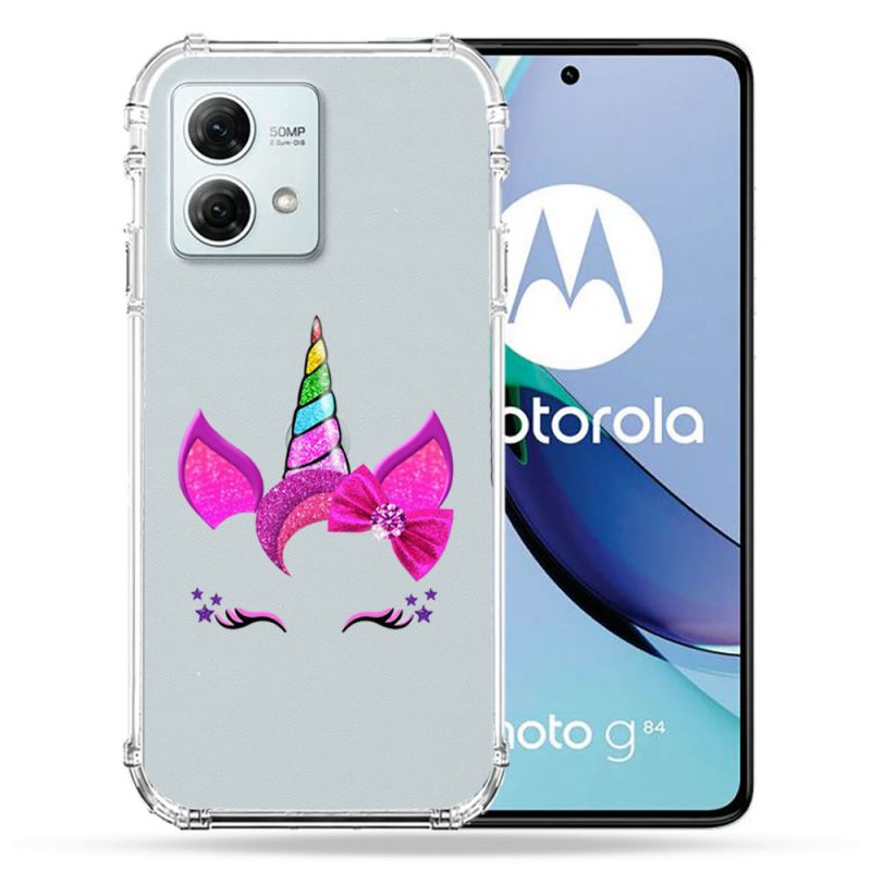 Coque Transparente Pour Motorola G84 5G Licorne Paillette