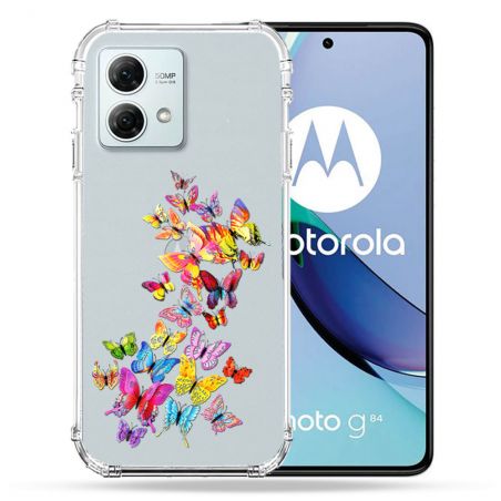 Coque Transparente Pour Motorola G84 5G Papillon Multicolore