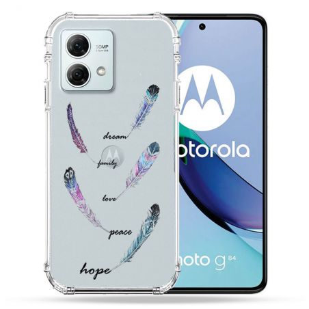 Coque Transparente Pour Motorola G84 5G Plume Couleur