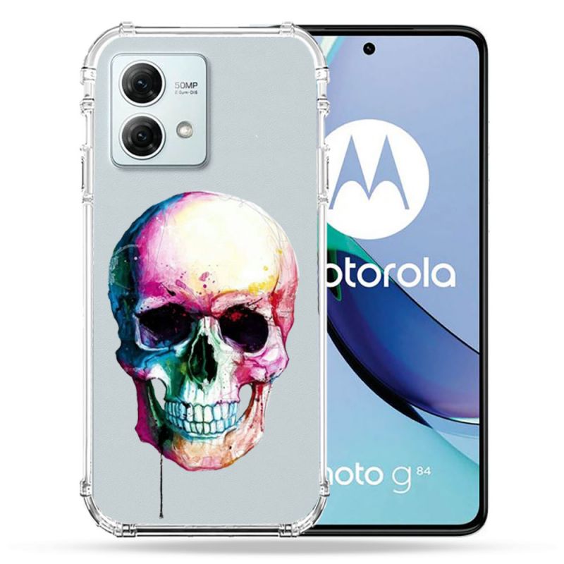 Coque Transparente Pour Motorola G84 5G Skull Head Crane Colore