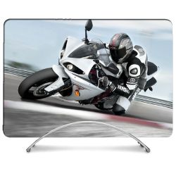 Coque Intégrale Pour MacBook Air M2 M3 13.6 Moto Course GP Blanche