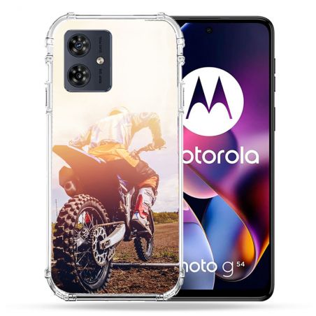Coque Renforcée Pour Motorola G54 5G Moto Cross Soleil