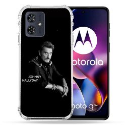 Coque Renforcée Pour Motorola G54 5G Musique Johnny Hallyday Noir