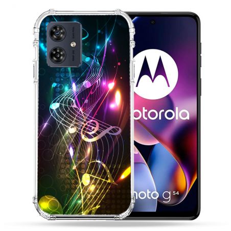 Coque Renforcée Pour Motorola G54 5G Musique Partition Multicolore