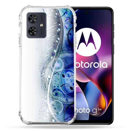 Coque Renforcée Pour Motorola G54 5G Musique Partition Vague