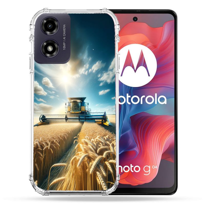 Coque Renforcée Pour Motorola G04 4G Agriculture Moissonneuse Blé