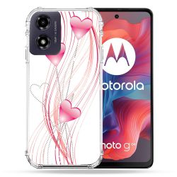 Coque Renforcée Pour Motorola G04 4G Amour Coeur Rose Montant sur Blanc