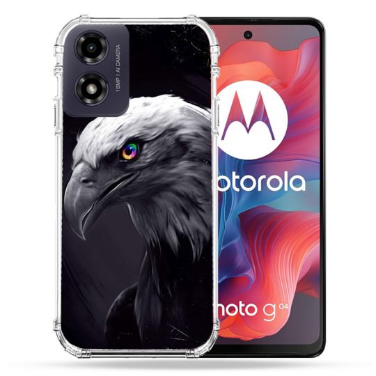 Coque Renforcée Pour Motorola G04 4G Animal Aigle Royal Noir