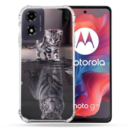 Coque Renforcée Pour Motorola G04 4G Animal Chat Reflet