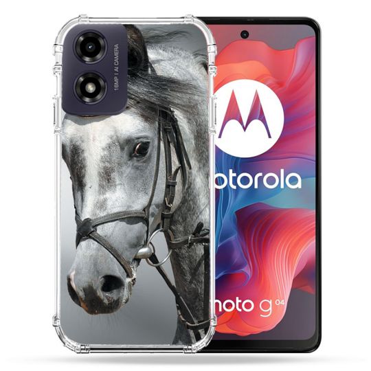 Coque Renforcée Pour Motorola G04 4G Animal Cheval Blanc
