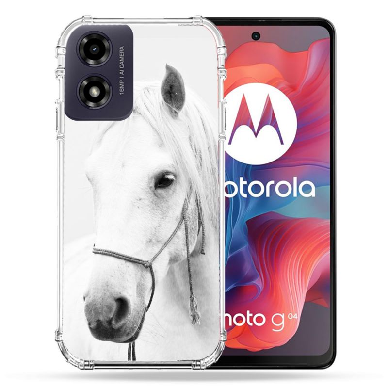 Coque Renforcée Pour Motorola G04 4G Animal Cheval Cristal