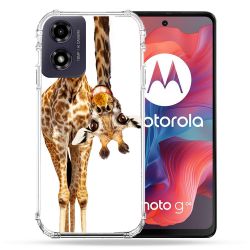 Coque Renforcée Pour Motorola G04 4G Animal Girafe Blanche