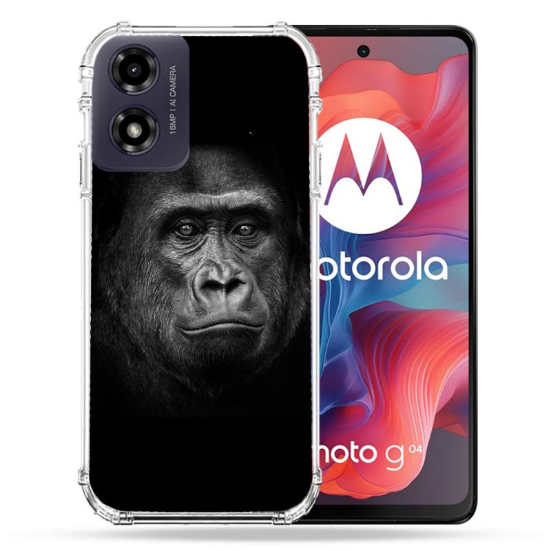Coque Renforcée Pour Motorola G04 4G Animal Gorille Noir