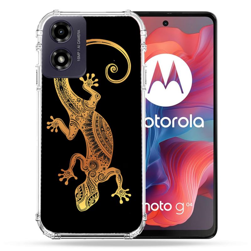 Coque Renforcée Pour Motorola G04 4G Animal Lezard Noir