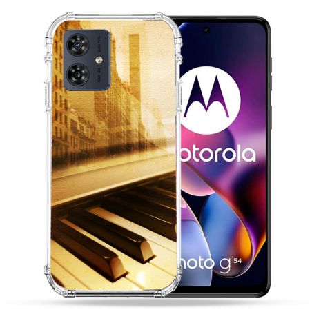 Coque Renforcée Pour Motorola G54 5G Musique Piano Retro