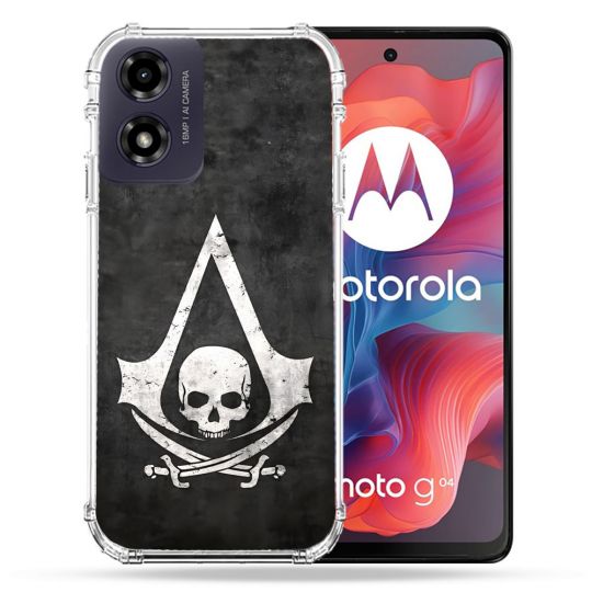 Coque Renforcée Pour Motorola G04 4G Assassin Creed Tete Mort