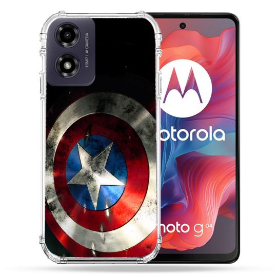 Coque Renforcée Pour Motorola G04 4G Captain America Bouclier