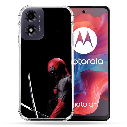 Coque Renforcée Pour Motorola G04 4G Deadpool Epee