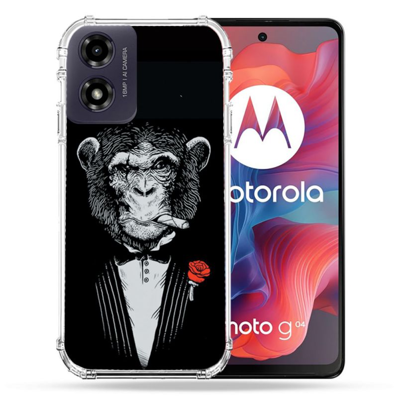 Coque Renforcée Pour Motorola G04 4G Decale Singe Mafia