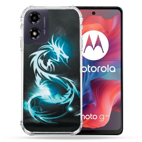 Coque Renforcée Pour Motorola G04 4G Fantastique Dragon Bleu
