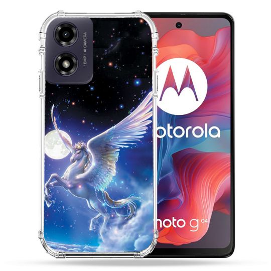 Coque Renforcée Pour Motorola G04 4G Fantastique Licorne Céleste