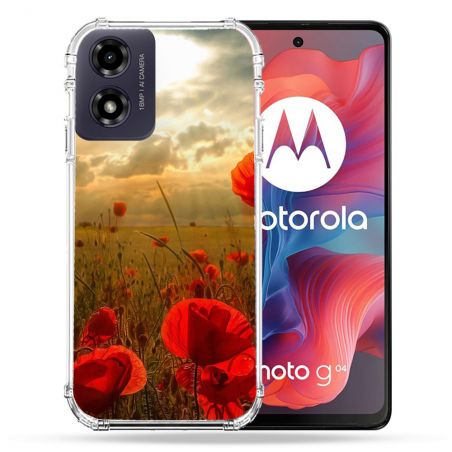 Coque Renforcée Pour Motorola G04 4G Fleur Coquelicot