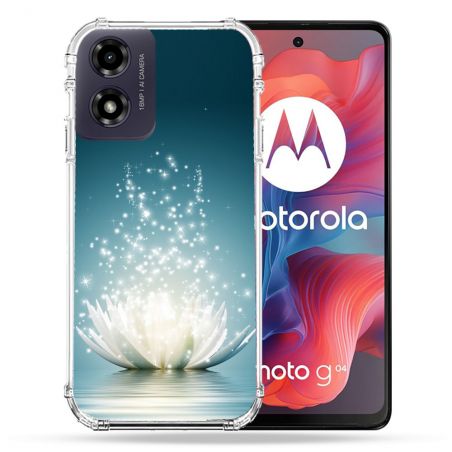 Coque Renforcée Pour Motorola G04 4G Fleur Lotus Blanc