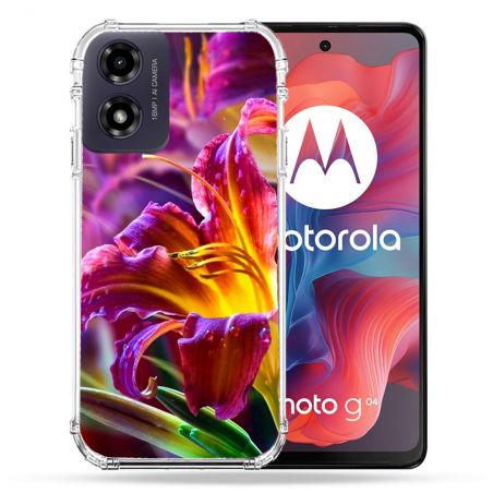 Coque Renforcée Pour Motorola G04 4G Fleur Lys Color