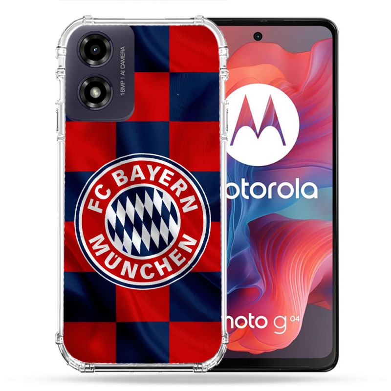Coque Renforcée Pour Motorola G04 4G Foot Bayern Munich Carreaux