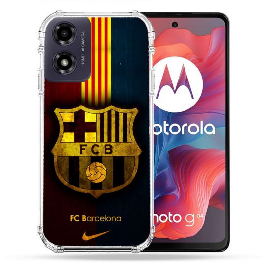 Coque Renforcée Pour Motorola G04 4G Foot FC Barcelone Vintage
