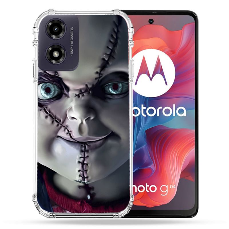 Coque Renforcée Pour Motorola G04 4G Horreur Chucky Cicatrice