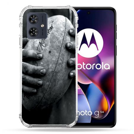 Coque Renforcée Pour Motorola G54 5G Sport Rugby Ballon Vintage